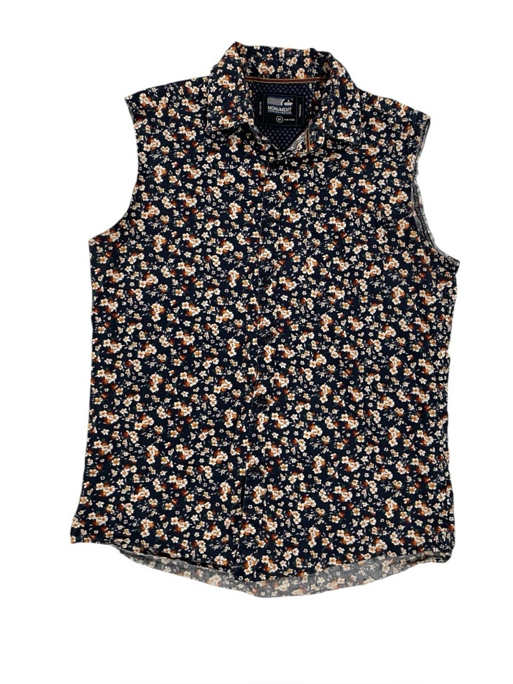 Sleeveless Floral Button-up Shirt